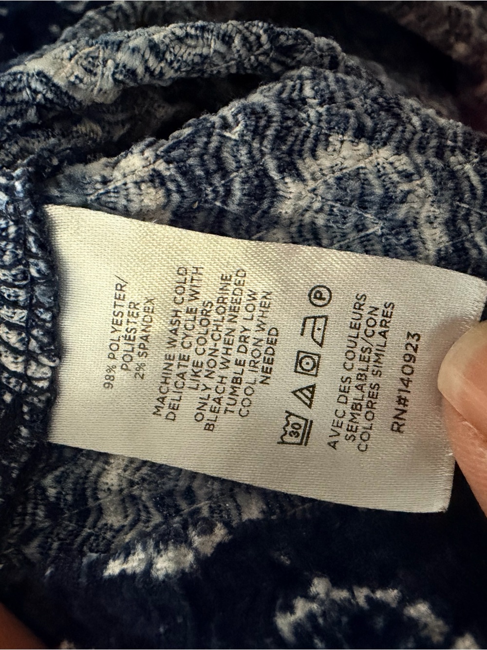 LOFT Navy Blue Printed Peasant Top - Picture 5 of 5